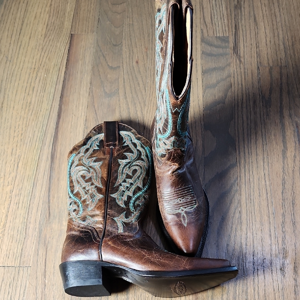 J.B. Dillon Western Boots with Turquoise Stitching
